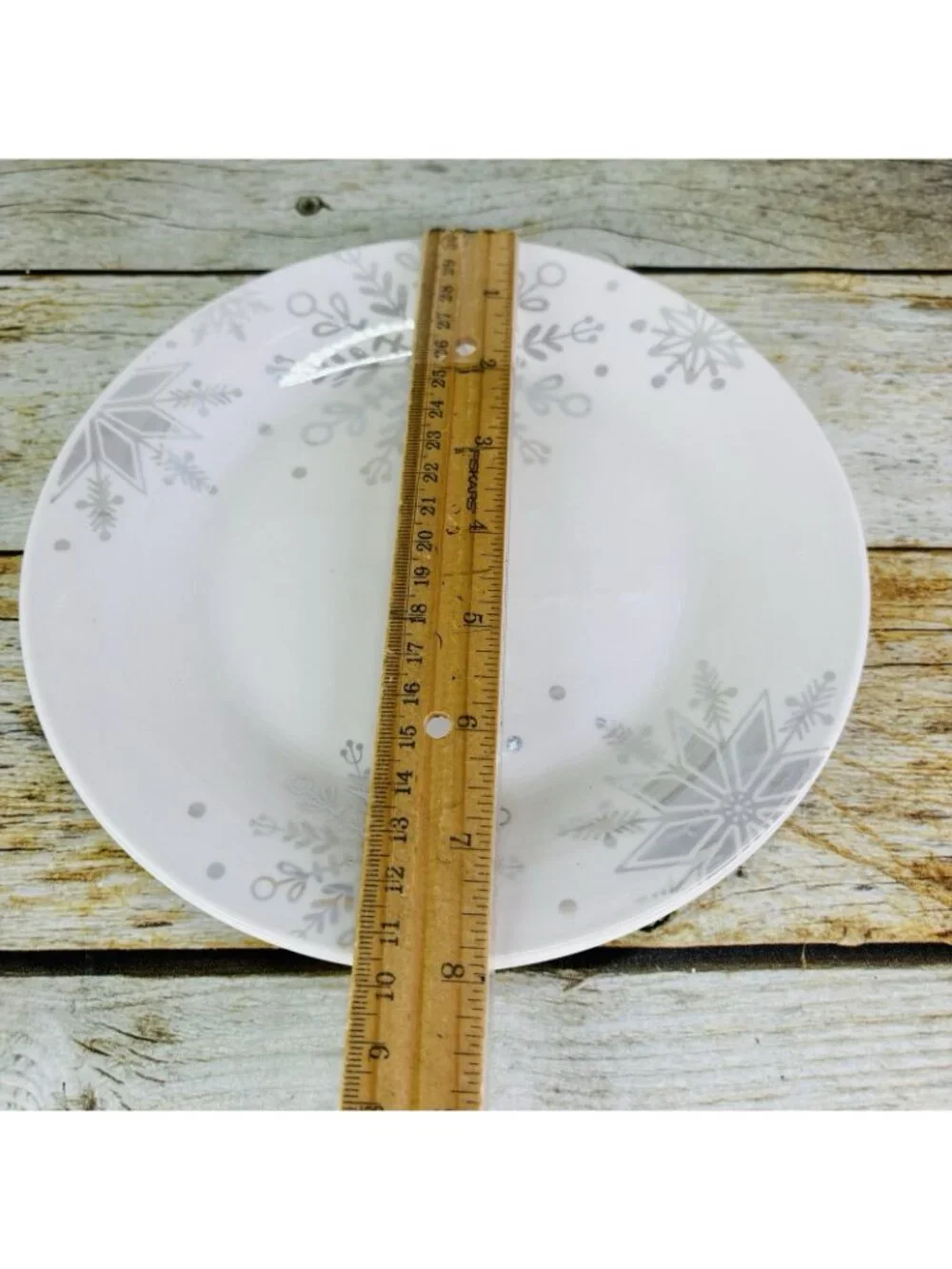 Royal Norfolk Greenbrier RNF129 SNOWFLAKES Gray Luster White Salad Plates Set 4